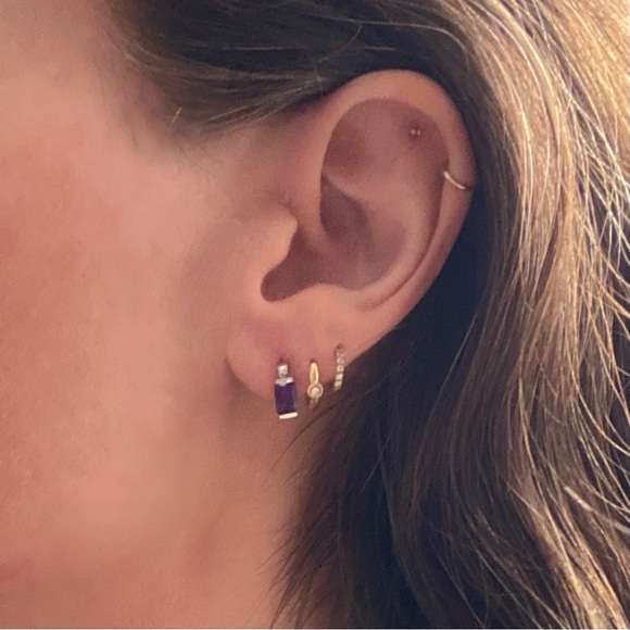 14K Amethyst & Diamond Earrings - Picture 6 of 6